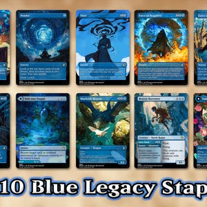 青のレガシー定番カード 10枚 | プロキシカード — Force of Will & Negation、Brainstorm Ponder、Daze、Stock Up、Sink、Murktide、Borrower、Tamiyo