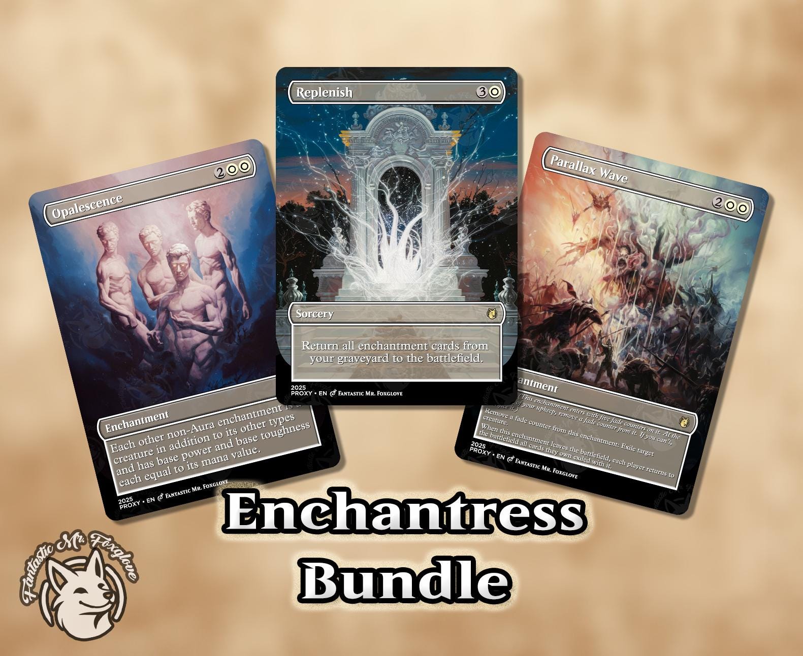 3 Enchantress Staples | Proxy Cards — Replenish, Parallax Wave
