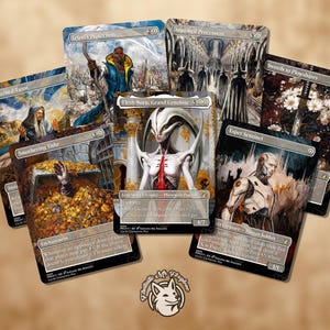 7+ Grapas blancas/Cartas de poder: Diezmo sofocante, Procesión ungida, Centinela Esper, Elesh Norn, Protección de Teferi, Tutor iluminado, etc.