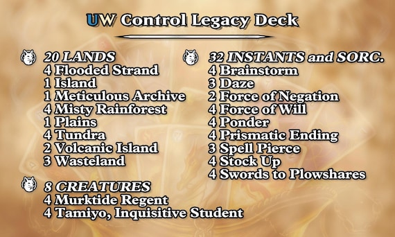 UW Control Legacy Proxy Deck | 75 Proxy Cards for Playtesting
