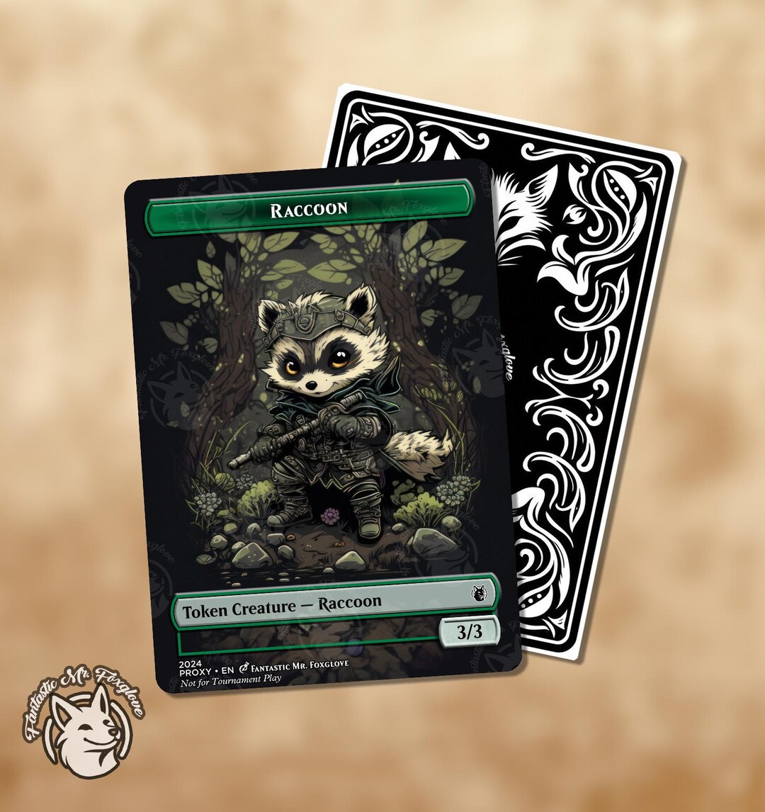 Raccoon Token | Custom Art Proxy Card - Etsy