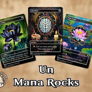 3 Un Mana Rocks | Proxy Cards — Blacker Lotus, Gleemox, Mox Lotus
