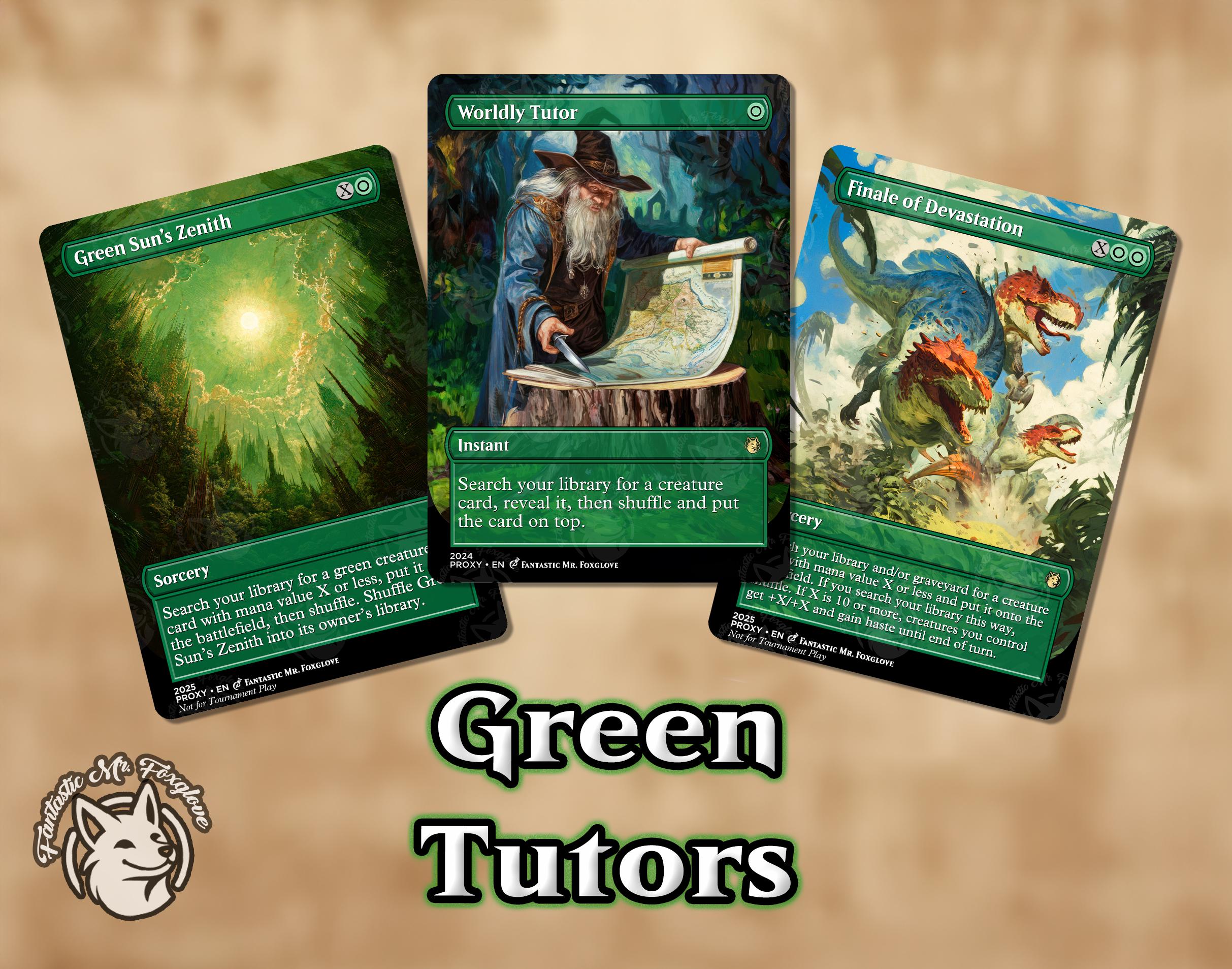 3 Green Tutors | Proxy Cards — Finale of Devastation, Worldly