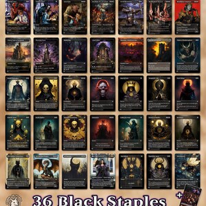 36 zwarte nietjes | Proxykaarten: keizerlijk zegel, necropotentie, opposant, testament, voidwalker, pact, intentie, overleg, misselijkheid...