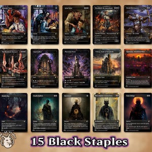 Black Staples | Up to 75 Proxy Cards! — Demonic, Grim, Vampiric Tutor, Sheoldred the Apocalypse, Bowmasters, Meathook, Coffers, more 15 Staples