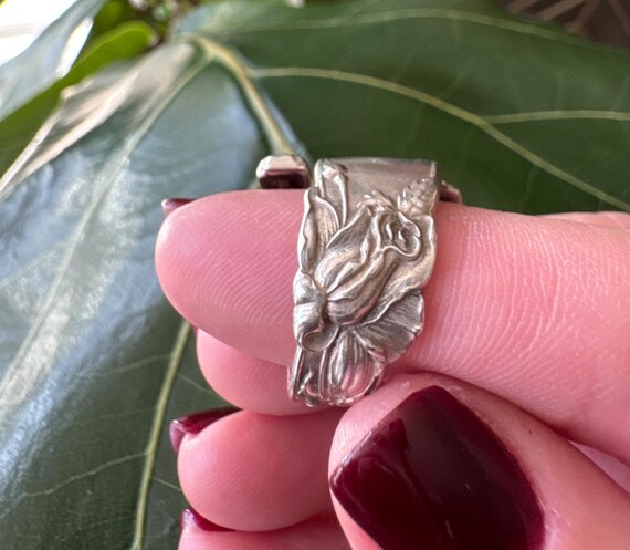 Sterling SILVER Spoon Statement Ring - Antique Fl… - image 5