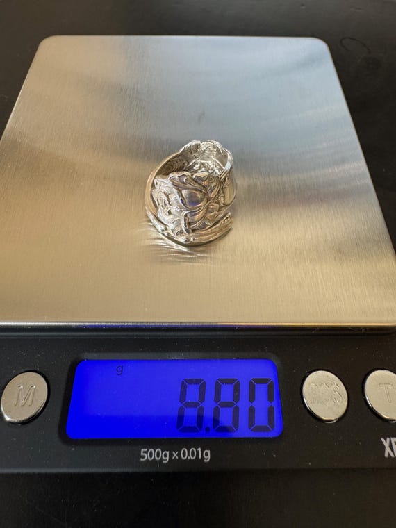 Sterling SILVER Spoon Statement Ring - Antique Fl… - image 9