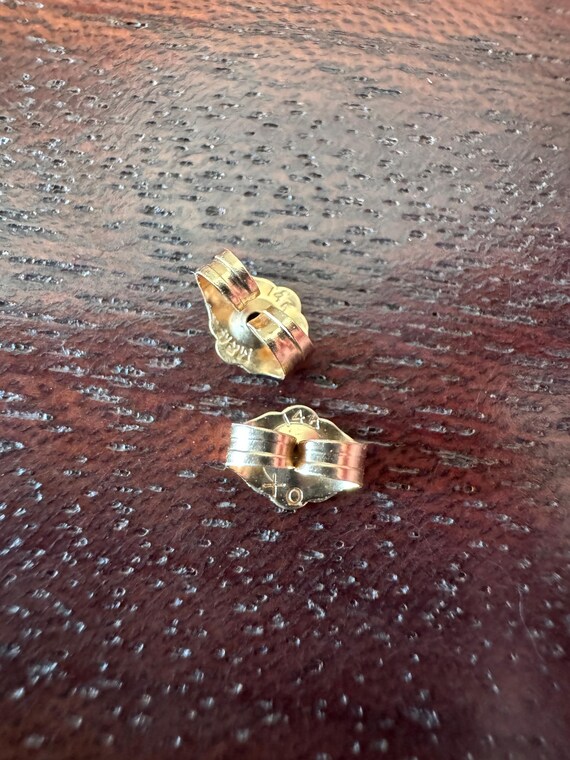 Tiny 14k Solid Yellow Gold Diamond Bubble Stud Ea… - image 9
