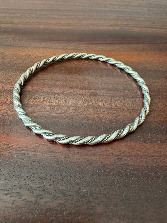 Solid STERLING Silver Twisted Rope Bangle Bracelet - image 2