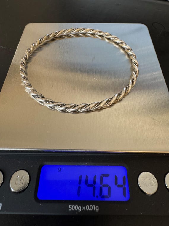 Solid STERLING Silver Twisted Rope Bangle Bracelet - image 8