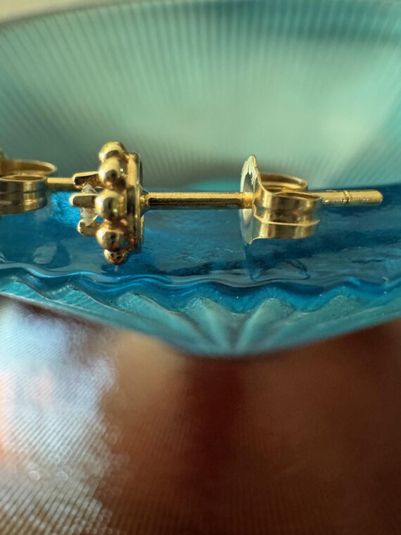 Tiny 14k Solid Yellow Gold Diamond Bubble Stud Ea… - image 11