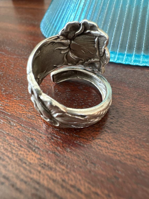 Sterling SILVER Spoon Statement Ring - Antique Fl… - image 2