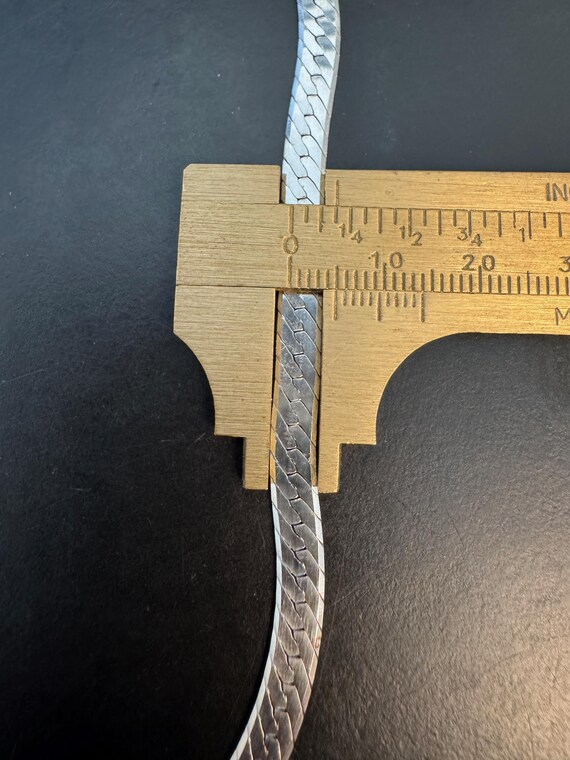 Vintage Solid Sterling Silver Herringbone Chain N… - image 7