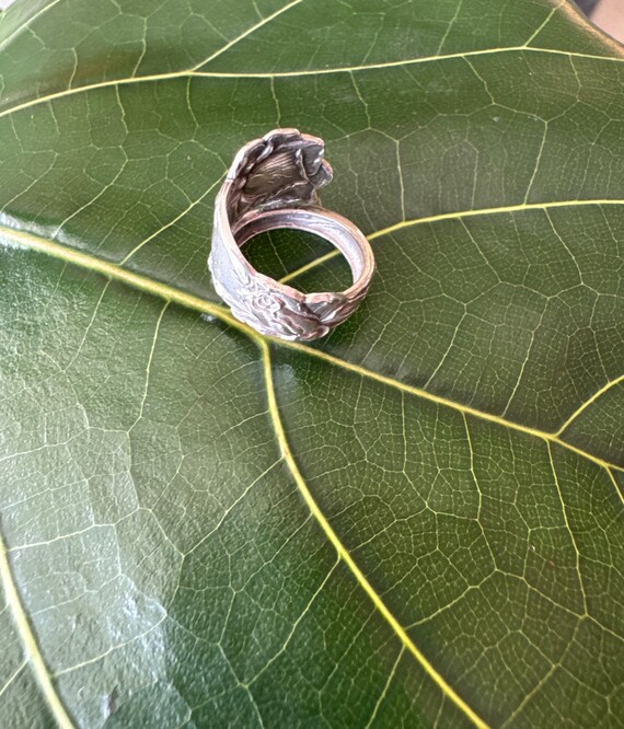 Sterling SILVER Spoon Statement Ring - Antique Fl… - image 4