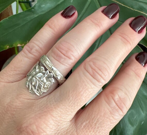Sterling SILVER Spoon Statement Ring - Antique Fl… - image 6