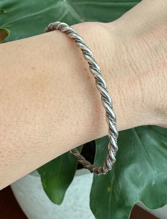 Solid STERLING Silver Twisted Rope Bangle Bracelet - image 5