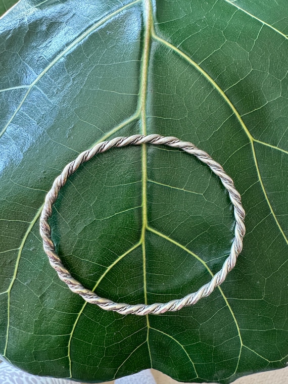 Solid STERLING Silver Twisted Rope Bangle Bracelet - image 1