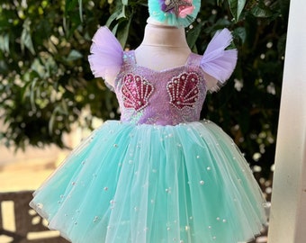 Encantador vestido de princesa sirena para niñas - Disfraz de tutú de Ariel personalizable para fiestas y cumpleaños mágicos