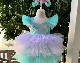 Mermaid Princess Girl Dress - Custom Undersea Ariel Costume for Special Occasions