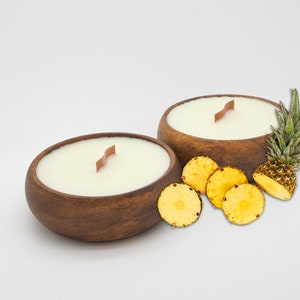 Pineapple  (SET OF 2 ) Candles in Reusable  Bowl - Hawaiian Tropical Beach Theme - Best Smelling