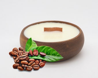 Coffee  Candle in Reusable  Bowl - Handmade - Coffee Scented Candle