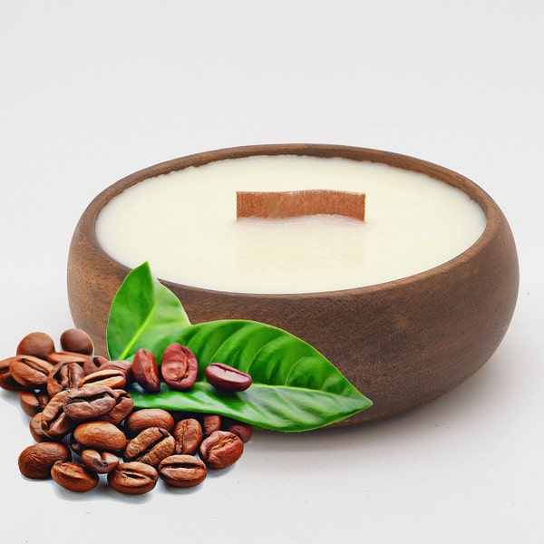 Coffee  Candle in Reusable  Bowl - Handmade - Coffee Scented Candle