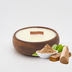 Sandalwood Candle in Reusable  Bowl - Hawaiian Tropical Beach Theme - Best Smelling   - MADE IN USA