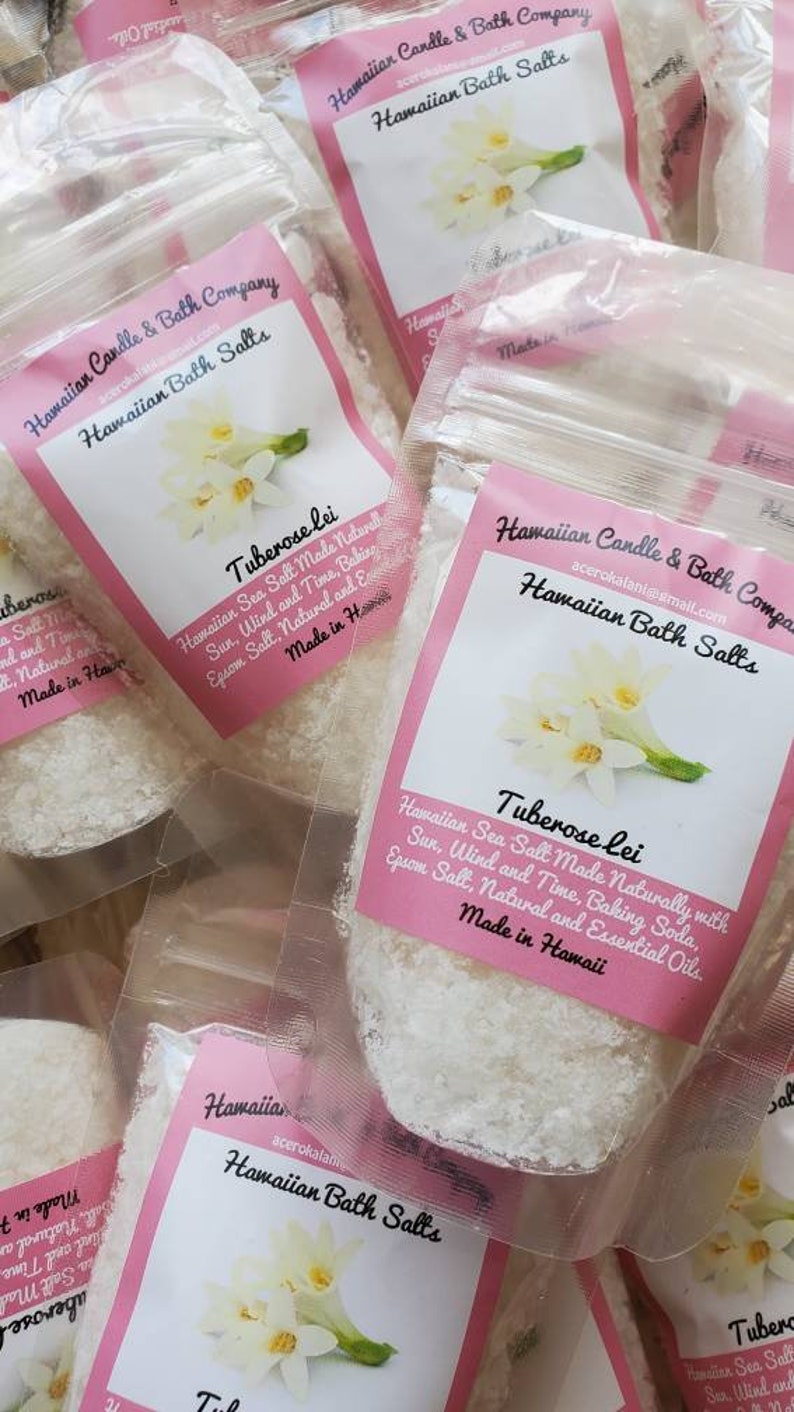 Wholesale 45 bags Hawaiian Bath Salts, All Natural Salts for bath with Natural and essential oils Tuberose Lei Flower