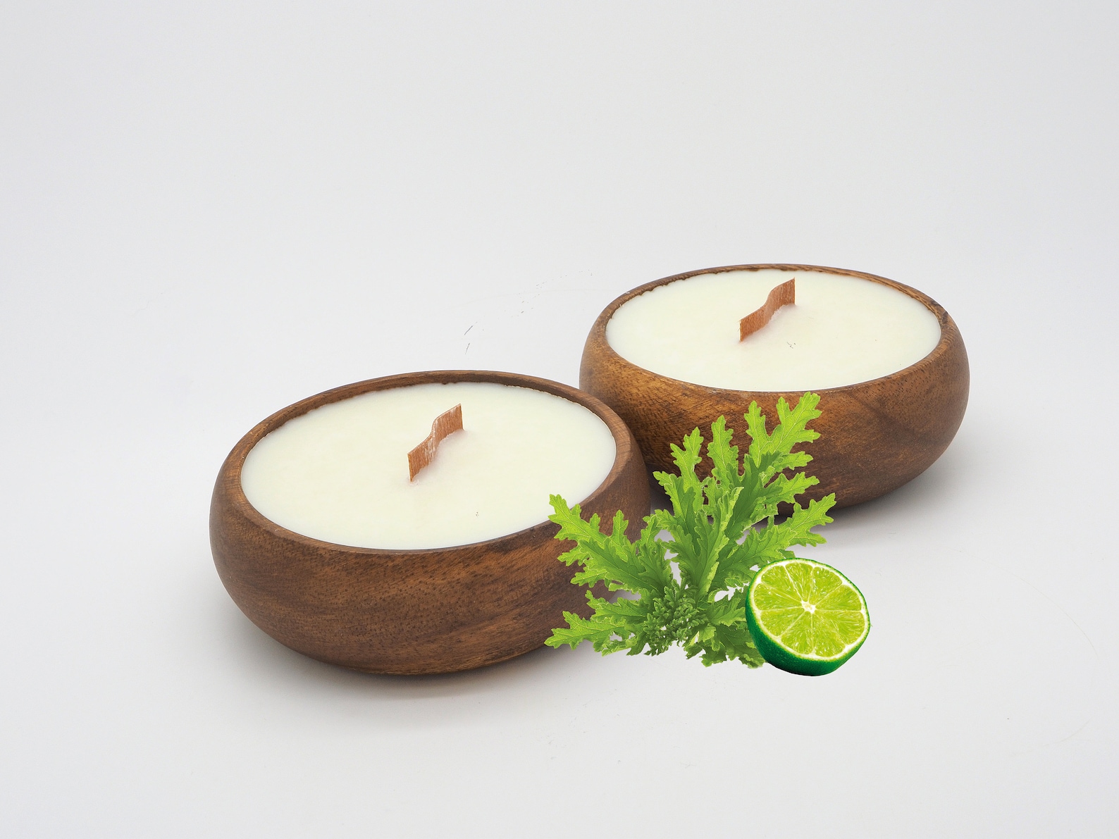 DVMarketPlace Citronella Lime (SET OF 2) candles in Reusable Bowl with Wooden Wick