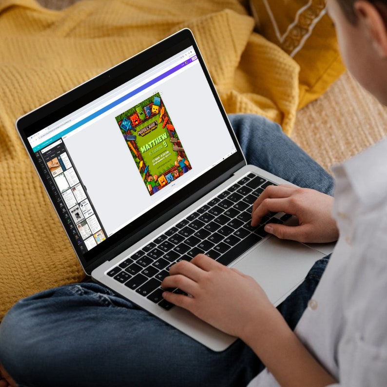 Minecrafter Birthday Invitations, Gamer Birthday Invite, Gamer ...