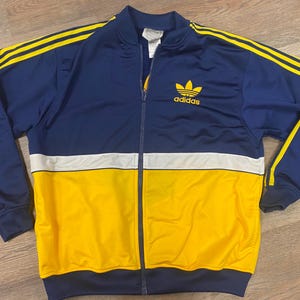 Vintage Adidas Jacket, Vintage 90s Adidas Jacket, Gold Adidas Jacket, Size Medium