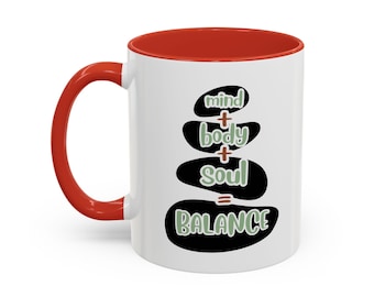 Life Balance Coffee Mug: Motivational Accent Mug, Home Office Decor