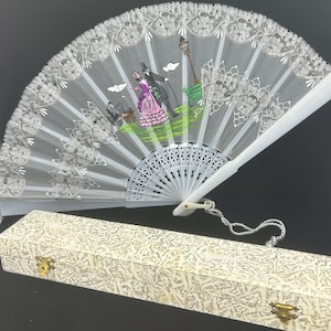 Vintage Handfächer aus Spanien - Souvenir Fan mit Box - Mid-Century Dekorativer Fächer