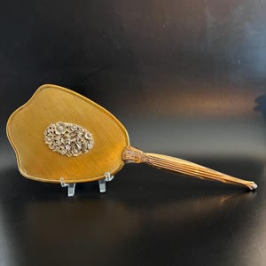 Vintage Gold Tone Ornate Hand Mirror with Floral Back | Rococo Vanity Mirror | Baroque Style Dresser Mirror | FREE SHIPPING