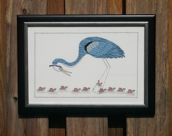 Oh Fiddlersticks Blue Heron Cross Stitch Pattern
