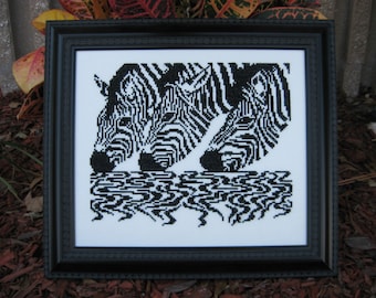 Waters Edge  Zebra Cross Stitch Pattern