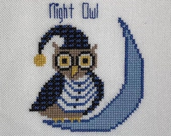 Night Owl Downloadable Cross Stitch Pattern