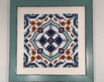 Barcelona: Stitched and Framed
