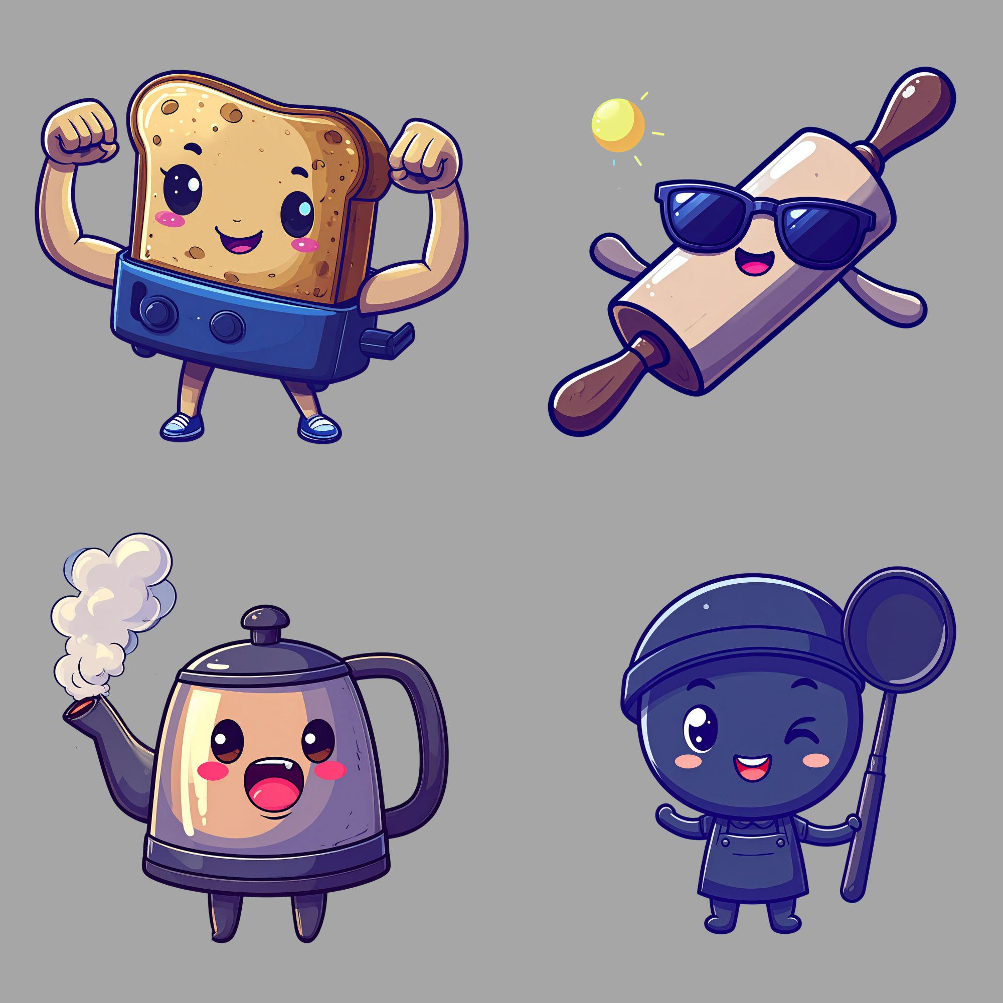 Cute Chibi Kitchen Clipart – 16 Kawaii Cooking Utensils With Funny ...