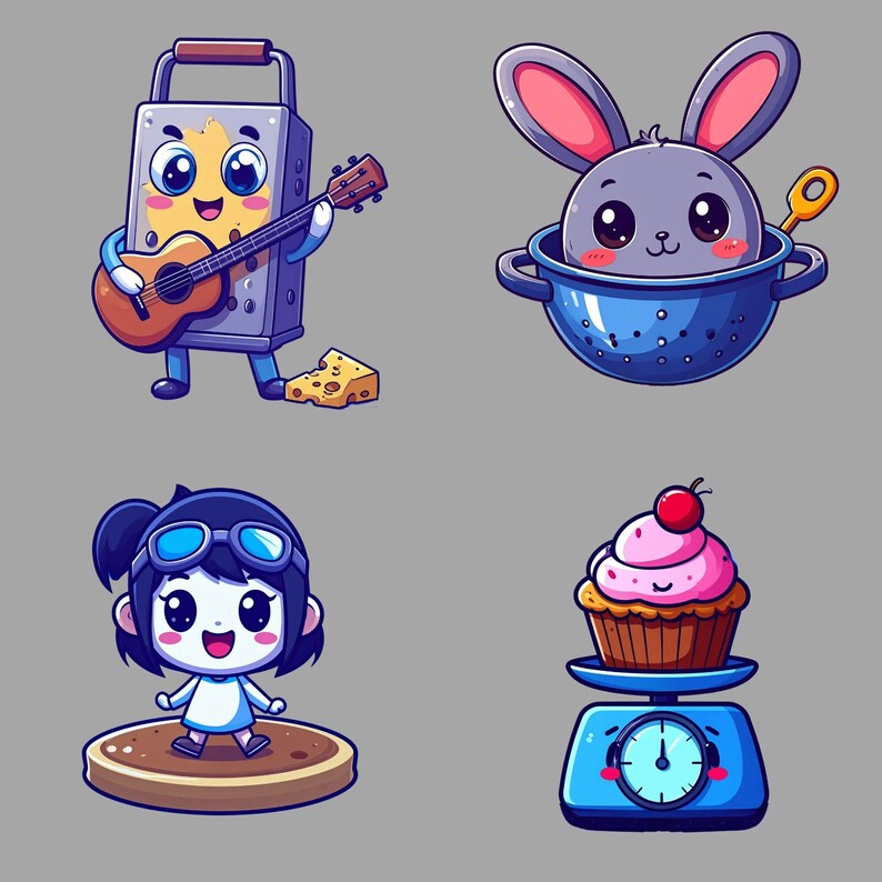 Cute Chibi Kitchen Clipart – 16 Kawaii Cooking Utensils With Funny ...