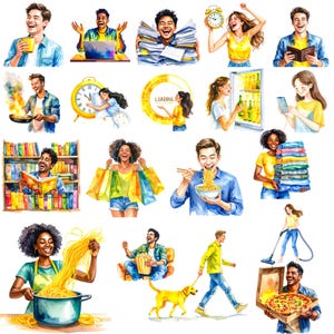 Everyday Life Clipart Bundle: Happy People Illustrations (Digital Download)