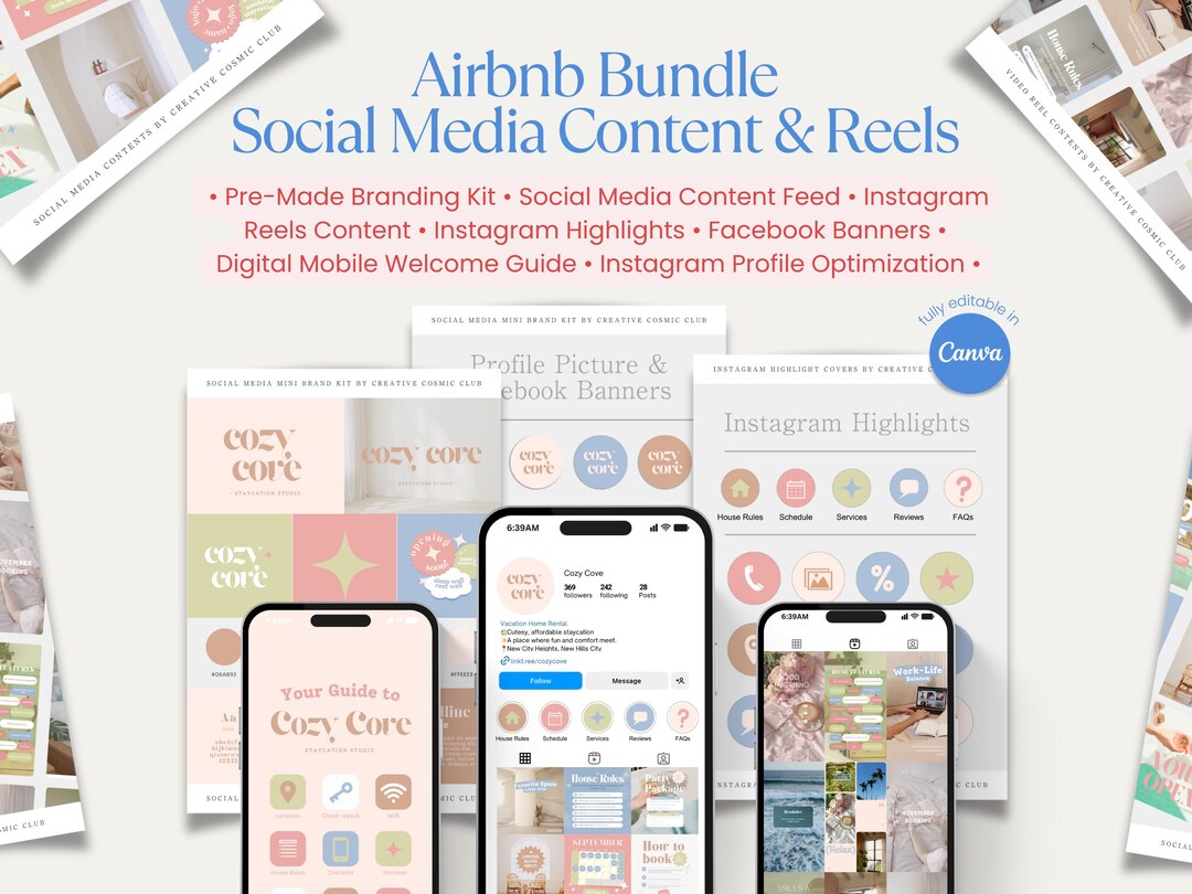 Airbnb Launch Kit Bundle Social Media Branding Kit Instagram Post ...