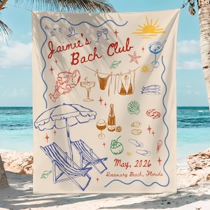 Custom Beach Club Bachelorette Tapestry Coastal Themed Bachelorette Banner Miami Bach Club Bridal Party Shower Beach Bachelorette Decor