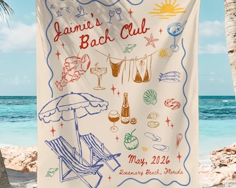 Custom Beach Club Bachelorette Tapestry Coastal Themed Bachelorette Banner Miami Bach Club Bridal Party Shower Beach Bachelorette Decor