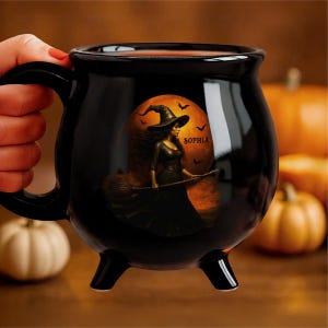 Witches Brew - Personalized Witch Cauldron Mug, Witching You A Wicked Brew,Custom Halloween Mug, Witchy Gothic Vibe Gift for Her,Witchy Mug