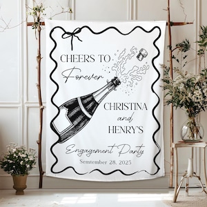 Personalized Engagement Banner, Custom Welcome Party Sign, Just Engaged Party Decoration, Wedding Event Banner, Engagement Banner