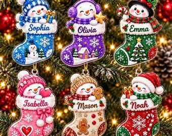 Custom Name Snowman Christmas Ornament 2026, Kid Name Christmas Tree Decor, Kids Stocking Christmas Keepsake, Stocking Stuffer 2026 ornament