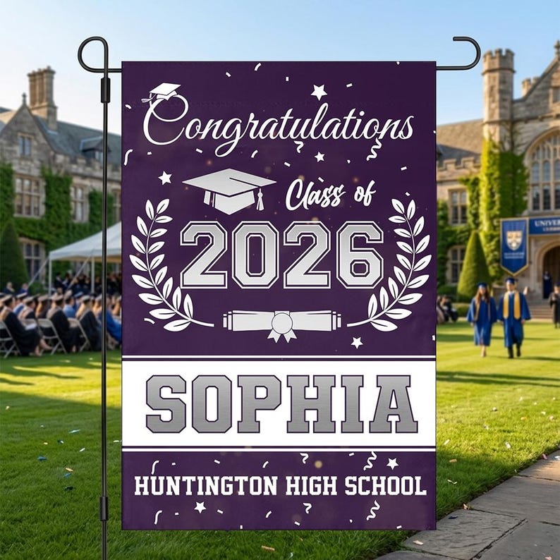 Personalized Graduation Garden Flag, Class of 2026 Yard Sign, Outdoor ...
