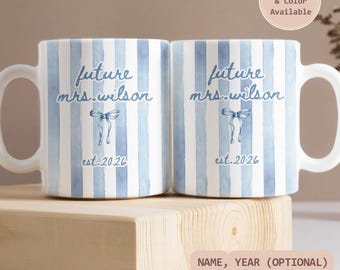 Future Mrs. Mug – Personalized Engagement Mug, Bride to Be Gift, Coquette Bride Mug, Bridal Shower Gift, Engagement Gift for Her