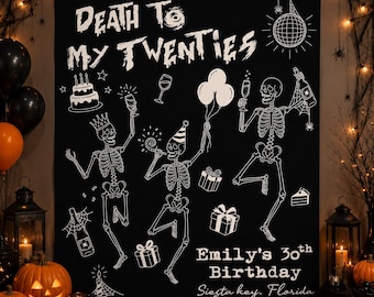 Custom 30th Birthday Banner, Death To My Twenties Banner Decor, RIP To My Twenties, 30th 40th Party Photo Backdrop, Birthday Gift for Her
